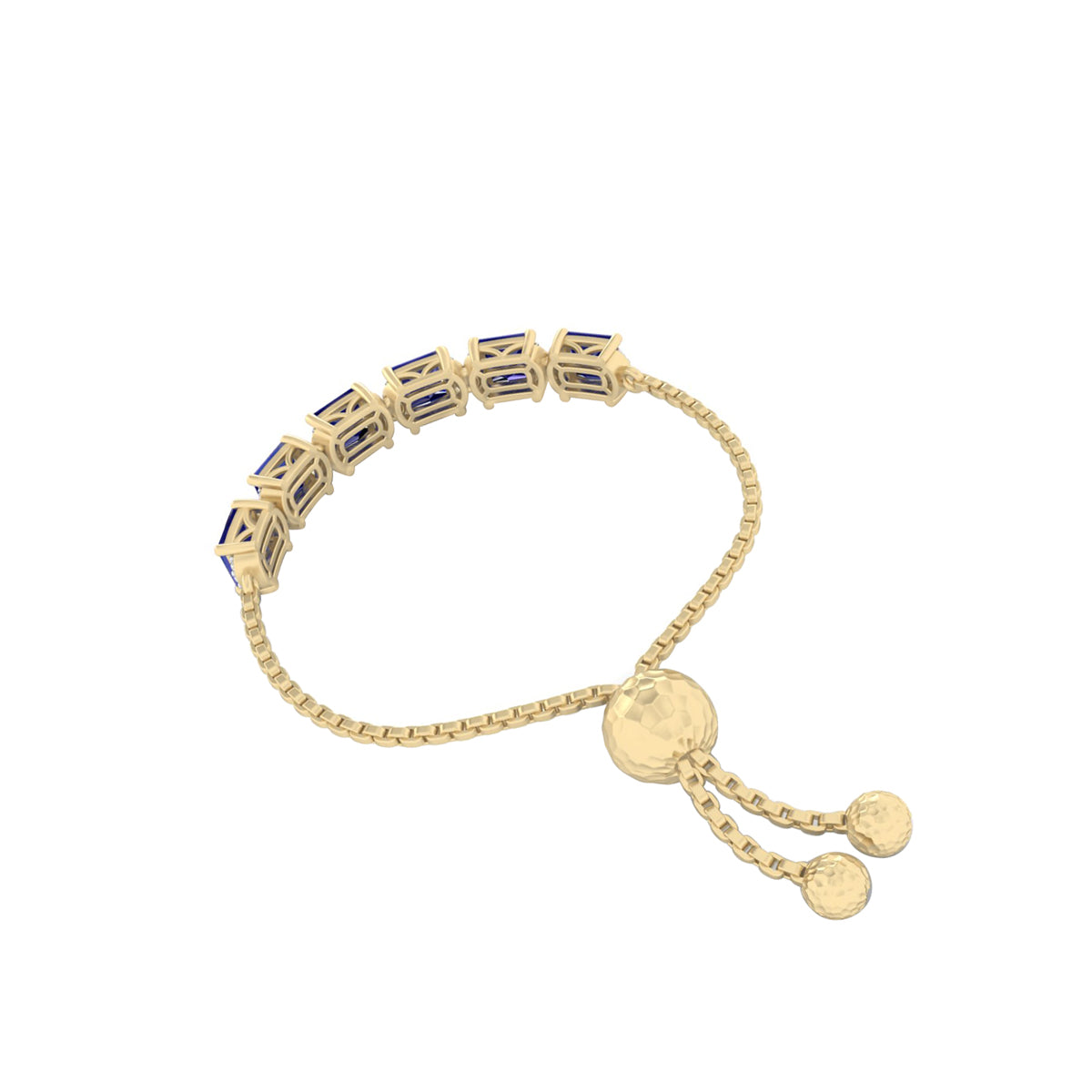 Glass Filled Sapphire Slider Bracelet with White Diamond in 18Kt Gold 5.95cts