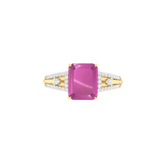 Indian Ruby Ring with White Diamond in 18Kt Gold 4.75cts
