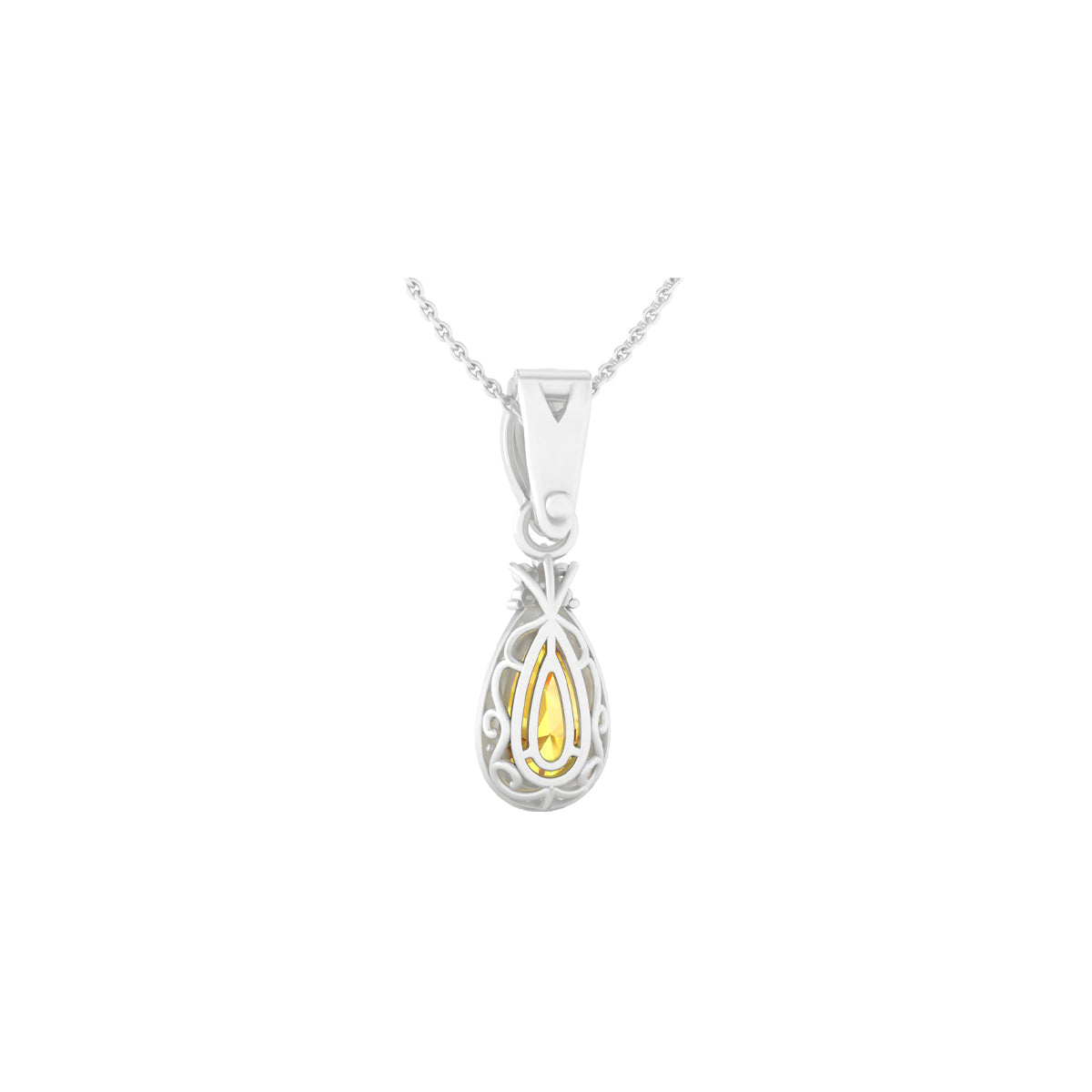 Citrine Pendant with White Diamond in 14Kt White Gold 1.73cts