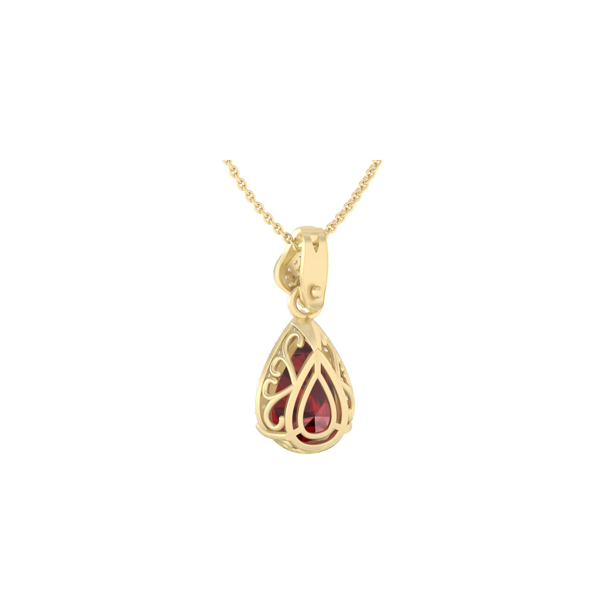 Red Garnet Pendant with White Diamond in 18Kt Gold 4.62cts