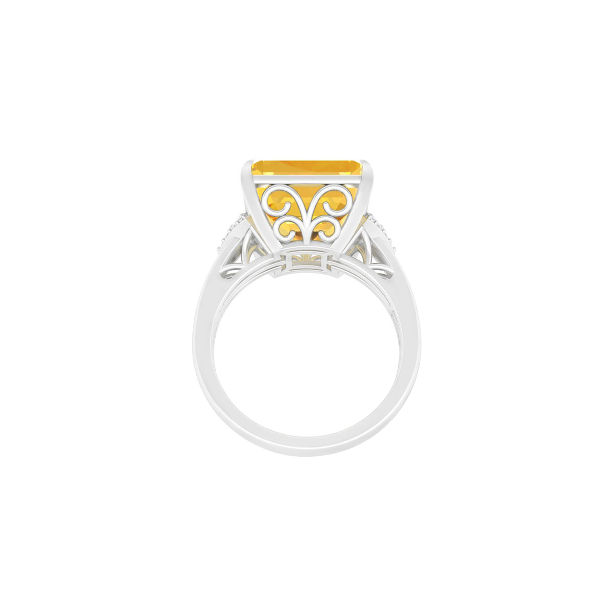 Citrine Ring with White Diamond in 18Kt White Gold 7.30cts