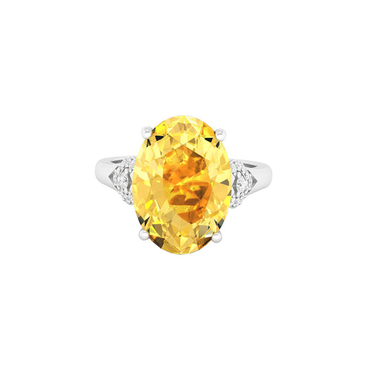 Citrine Ring with White Diamond in 18Kt White Gold 4.89cts