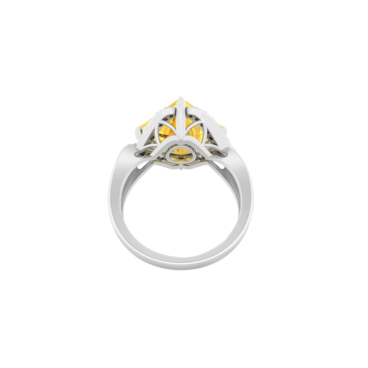 Citrine Ring with White Diamond in 18Kt White Gold 4.43cts