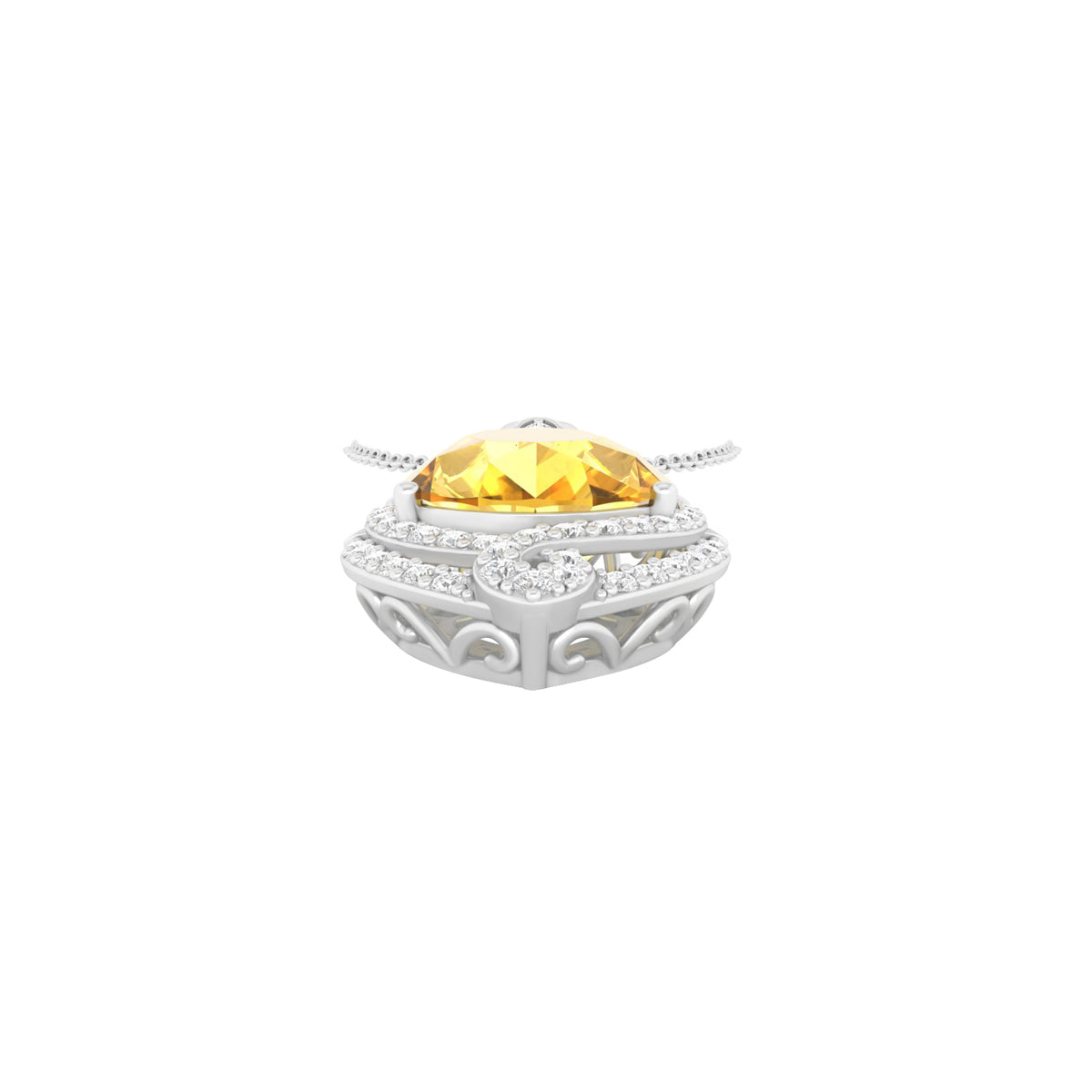 Citrine Pendant with White Diamond in 18Kt White Gold 4.97cts