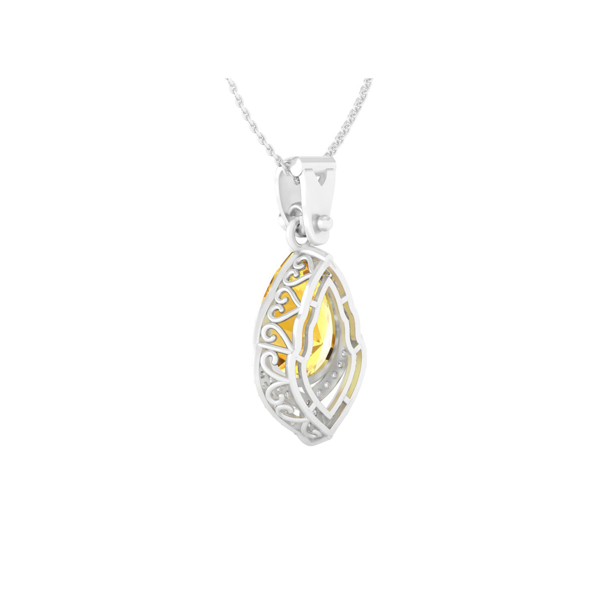 Citrine Pendant with White Diamond in 18Kt White Gold 4.97cts