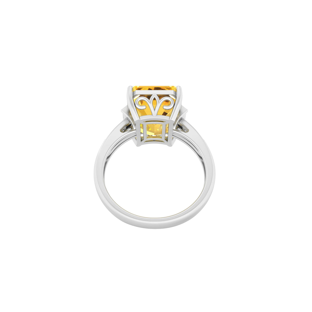 Citrine Ring with White Diamond in 18Kt White Gold 6.23cts