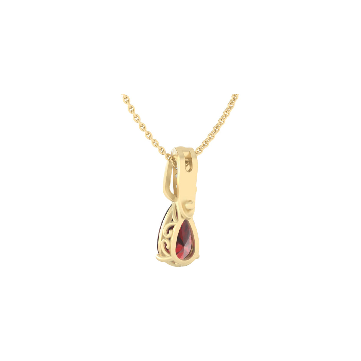 Red Garnet Pendant with White Diamond in 18Kt Gold 1.77cts
