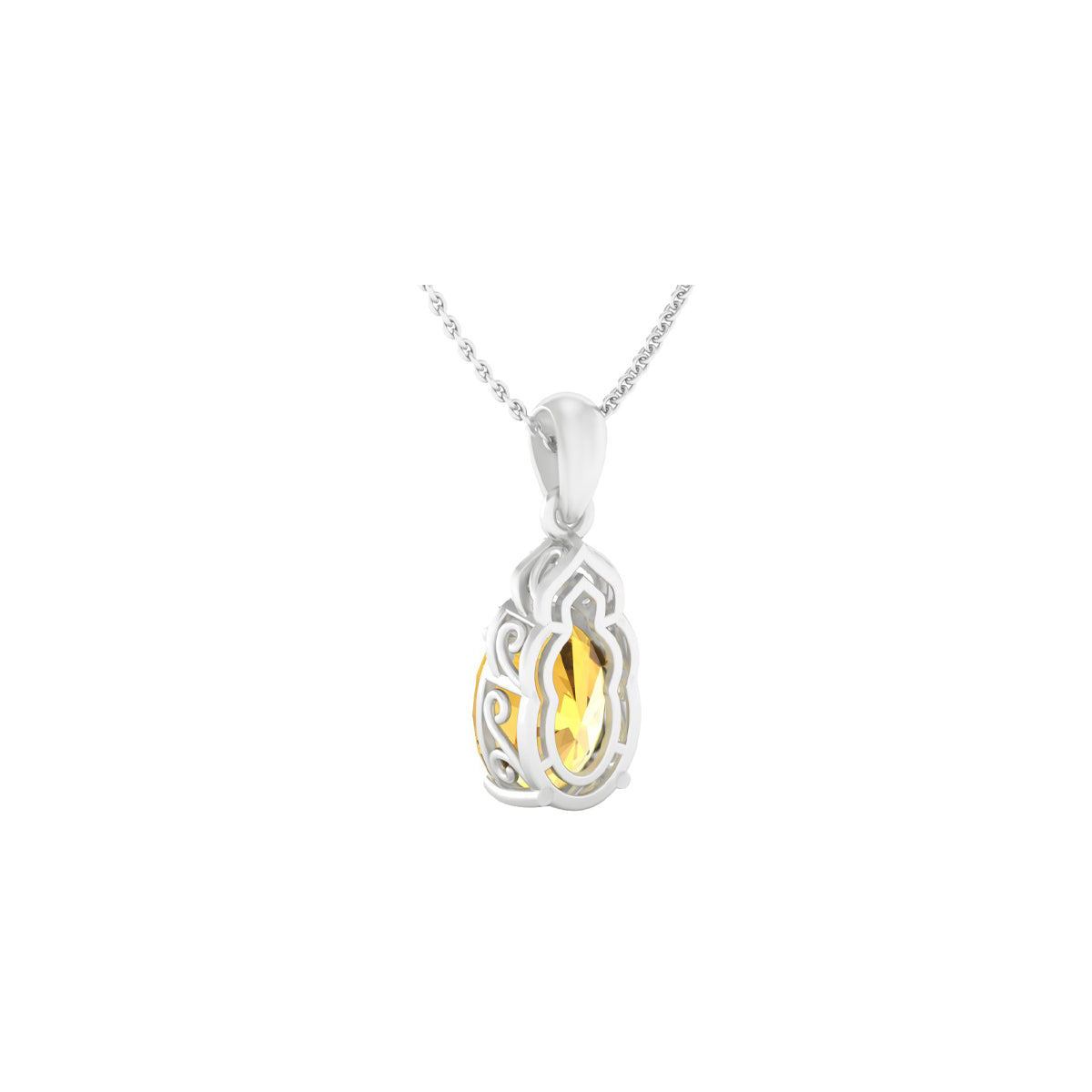 Citrine Pendant with White Diamond in 18Kt White Gold 3.11cts