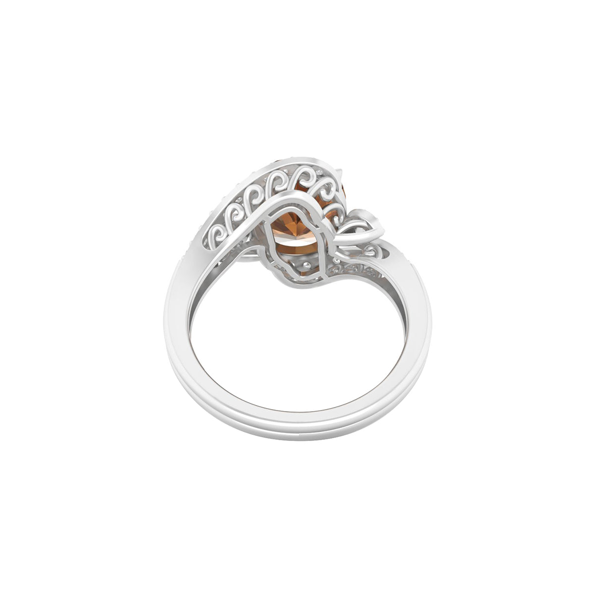 Smokey Quartz Ring with White Diamond in 18Kt White Gold 3.50cts