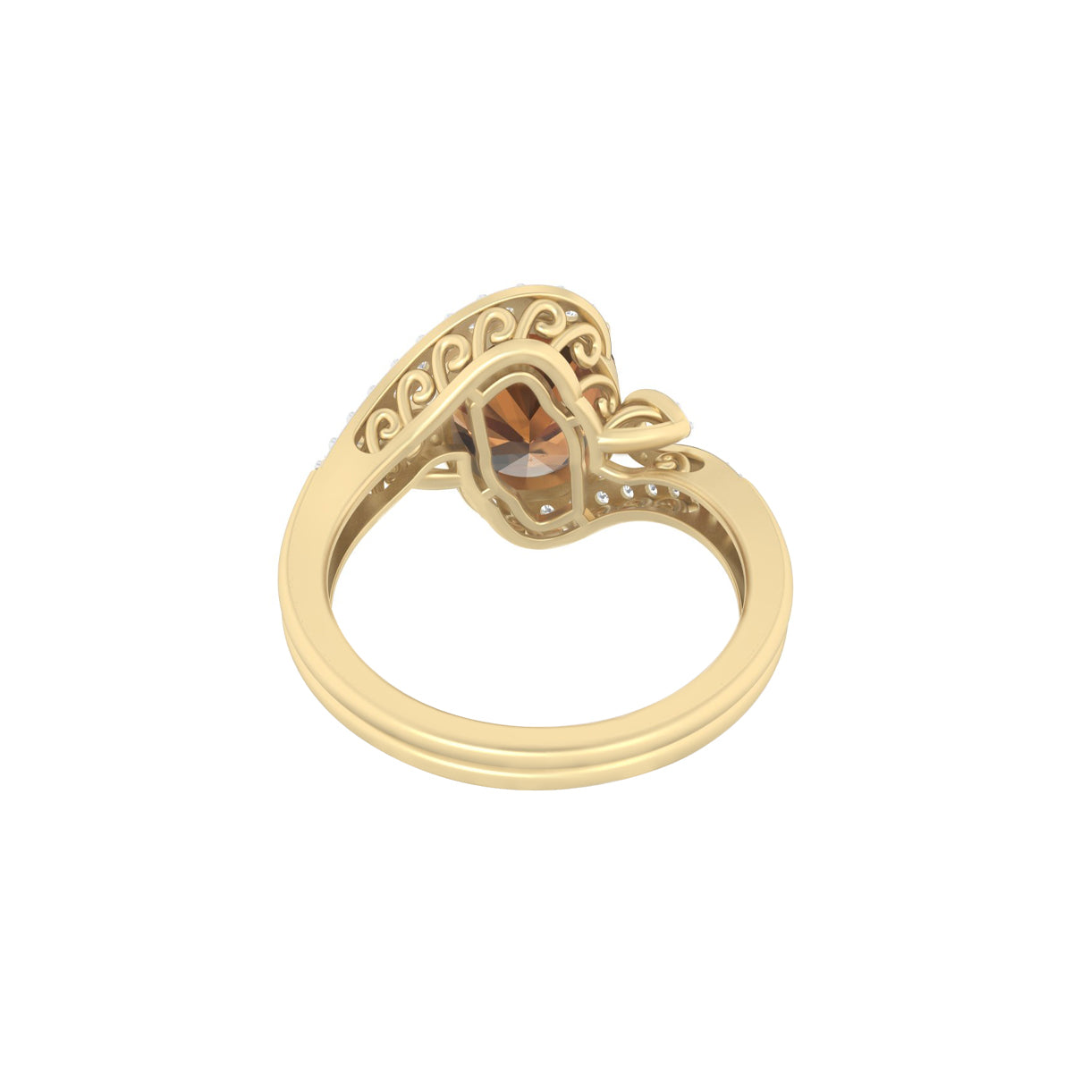 Smokey Quartz Ring with White Diamond in 18Kt Gold 3.50cts