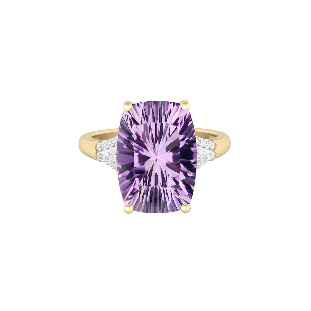 Amethyst Ring with White Diamond in 18Kt Gold 6.40cts