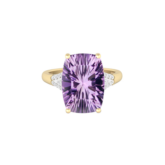 Amethyst Ring with White Diamond in 18Kt Gold 6.40cts