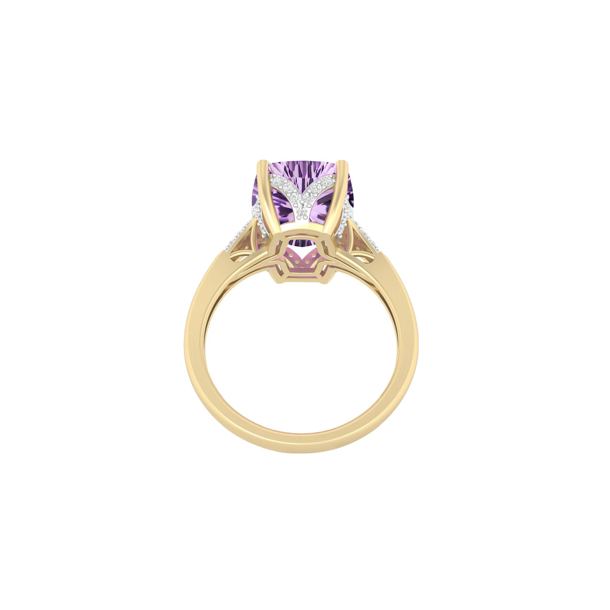 Amethyst Ring with White Diamond in 18Kt Gold 6.40cts