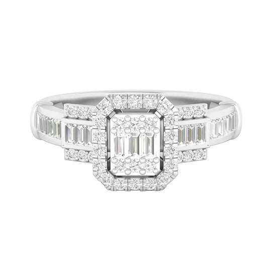 18KT White Gold With White Diamond Engagement Ring 0.52ct