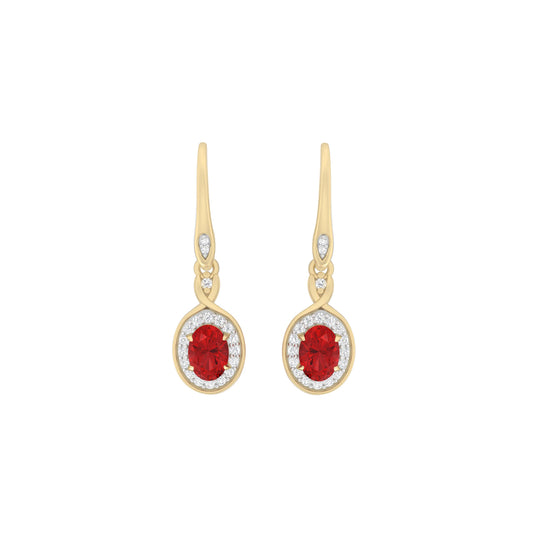 Red Apatite Earrings with White Diamond in 18Kt Gold 1.91cts