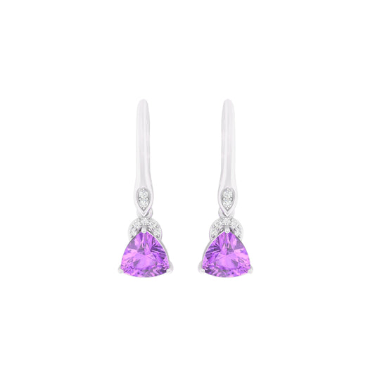 Amethyst Earrings with White Diamond in 18Kt White Gold 2.48cts