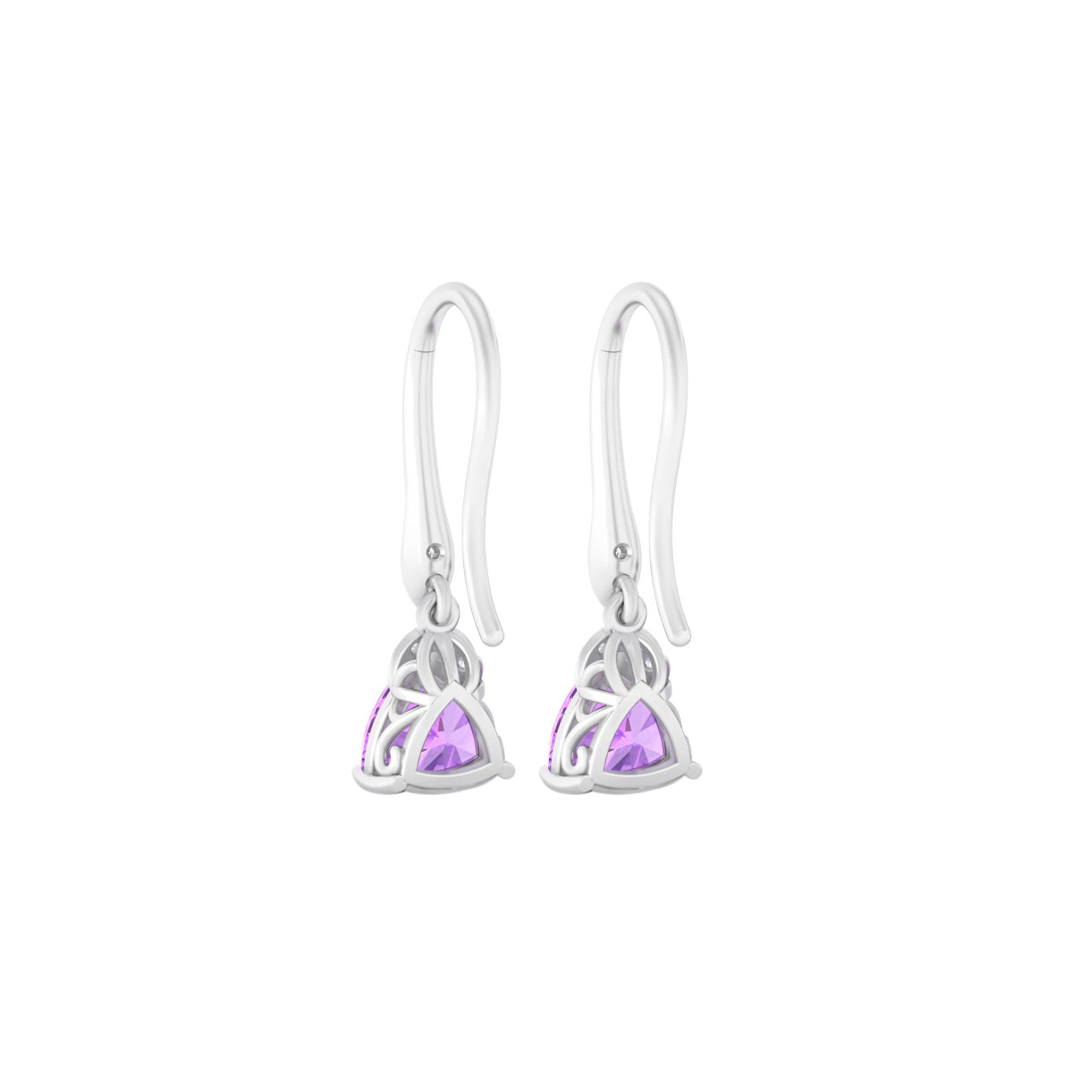 Amethyst Earrings with White Diamond in 18Kt White Gold 2.48cts