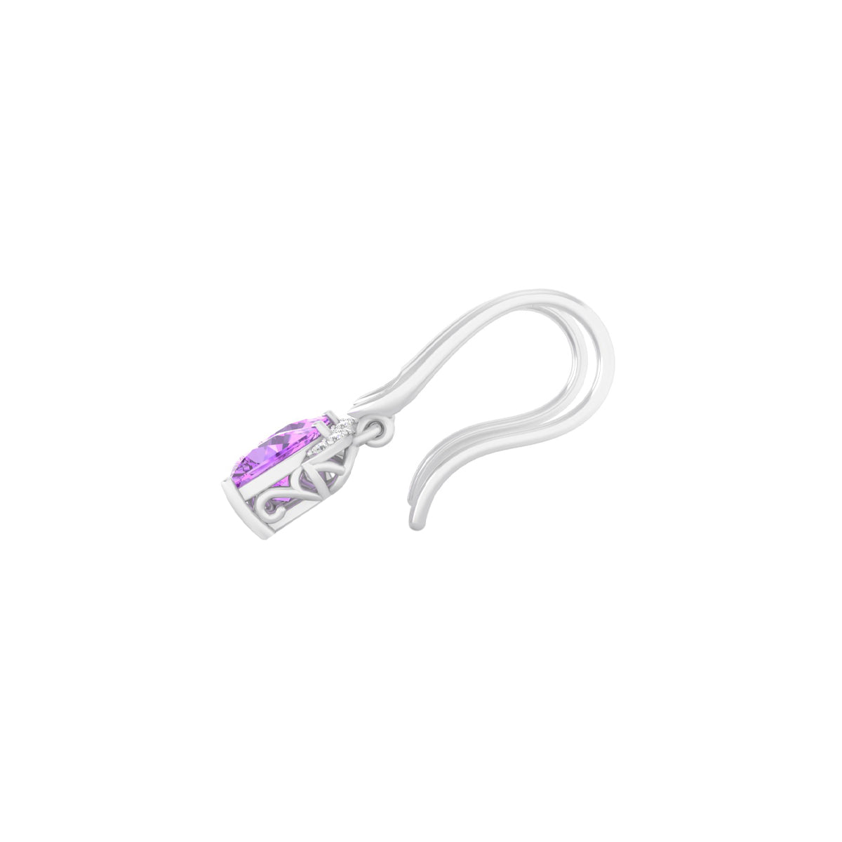 Amethyst Earrings with White Diamond in 18Kt White Gold 2.48cts