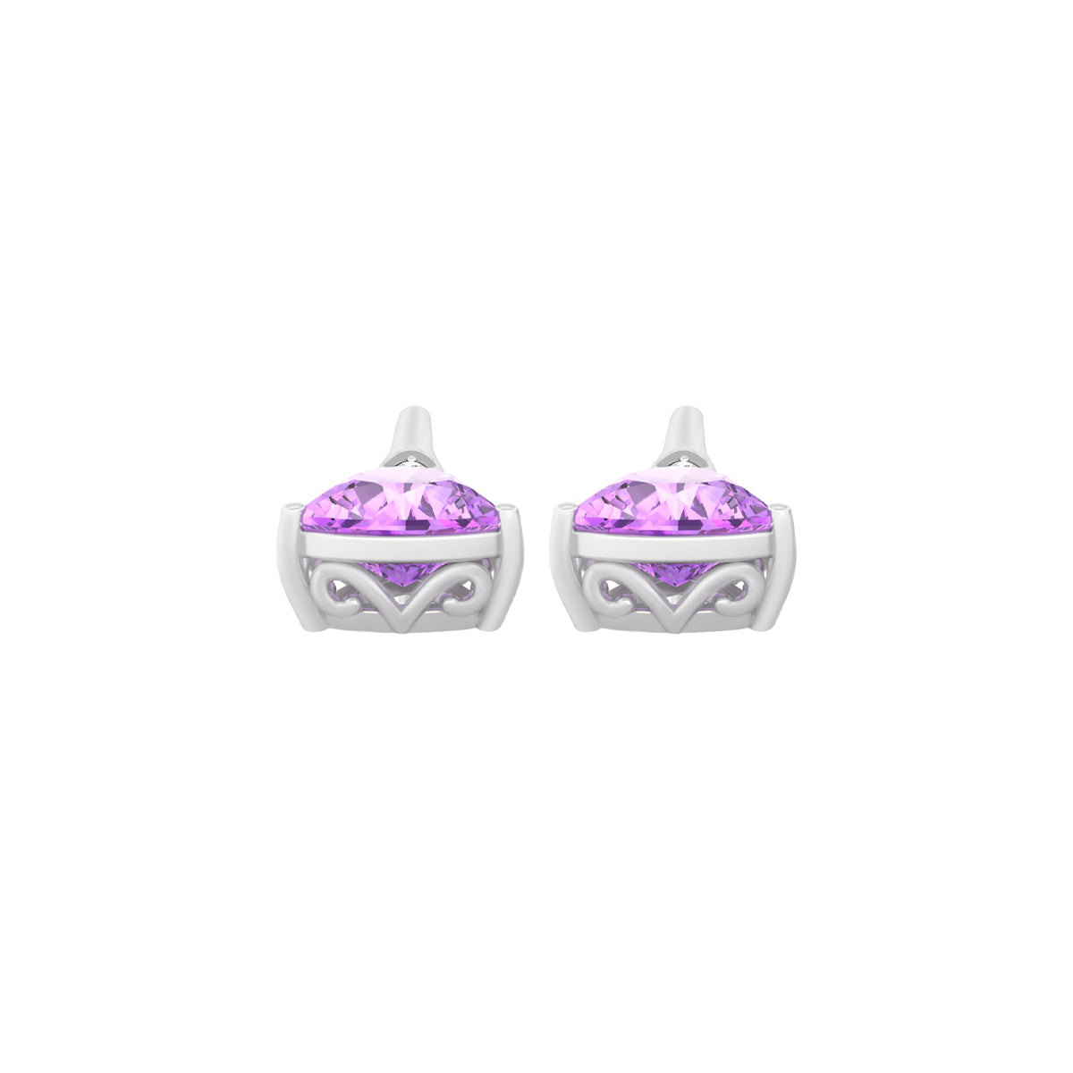 Amethyst Earrings with White Diamond in 18Kt White Gold 2.48cts