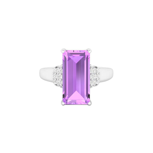Amethyst Ring with White Diamond in 18Kt White Gold 4.17cts