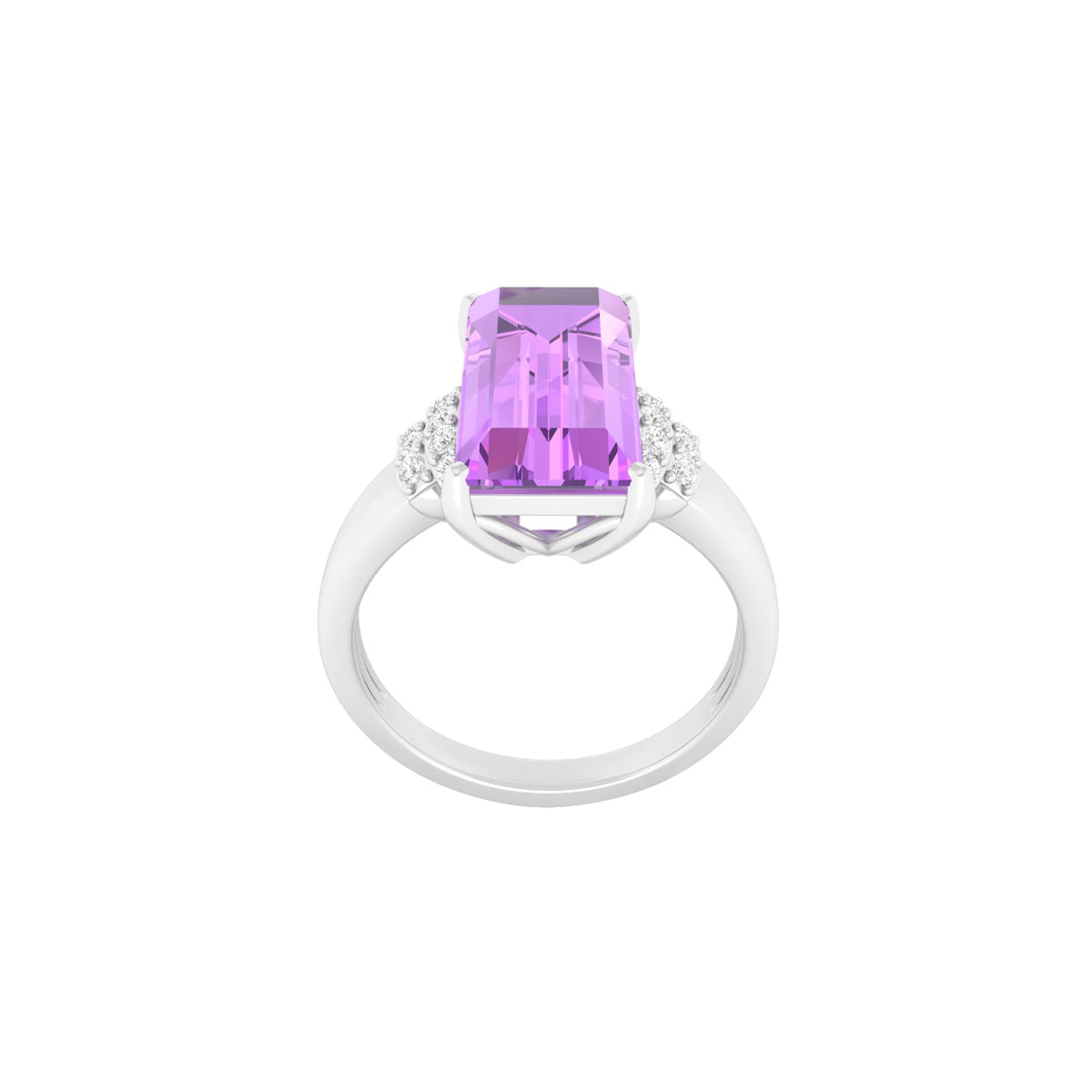 Amethyst Ring with White Diamond in 18Kt White Gold 4.17cts