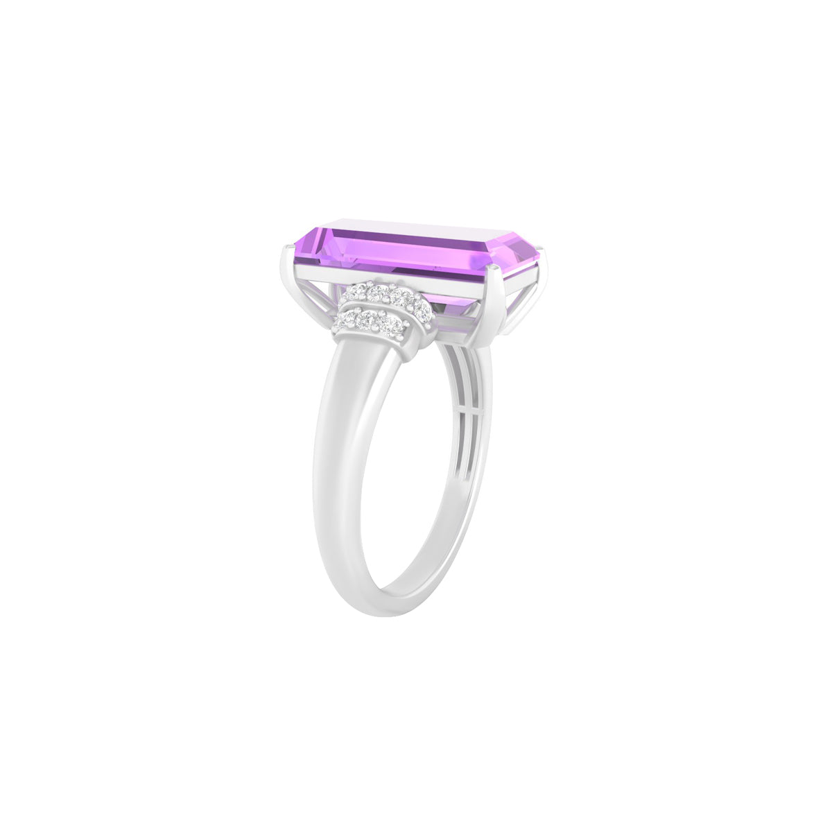 Amethyst Ring with White Diamond in 18Kt White Gold 4.17cts