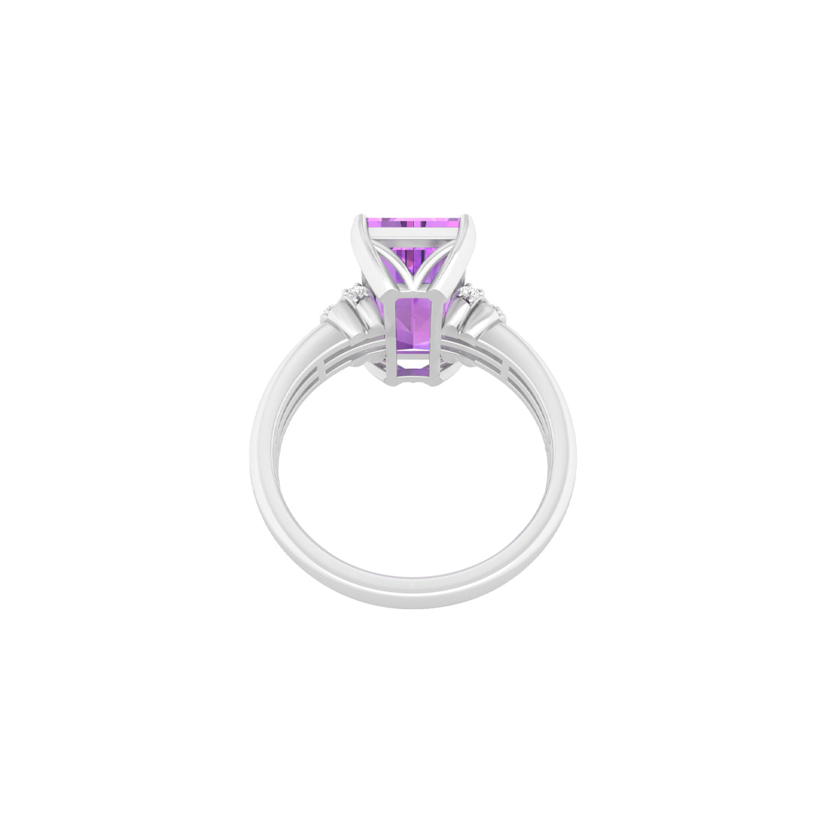 Amethyst Ring with White Diamond in 18Kt White Gold 4.17cts