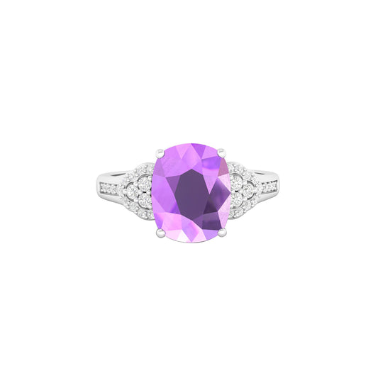 Amethyst Ring with White Diamond in 18Kt White Gold 2.81cts