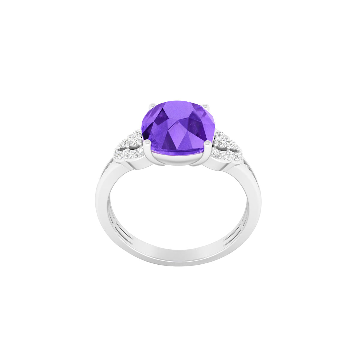 Amethyst Ring with White Diamond in 18Kt White Gold 2.81cts