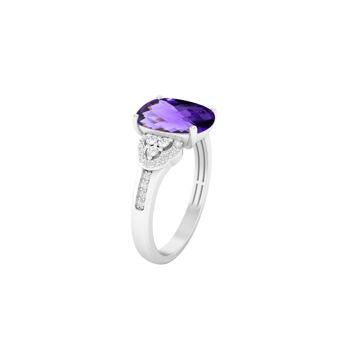 Amethyst Ring with White Diamond in 18Kt White Gold 2.81cts