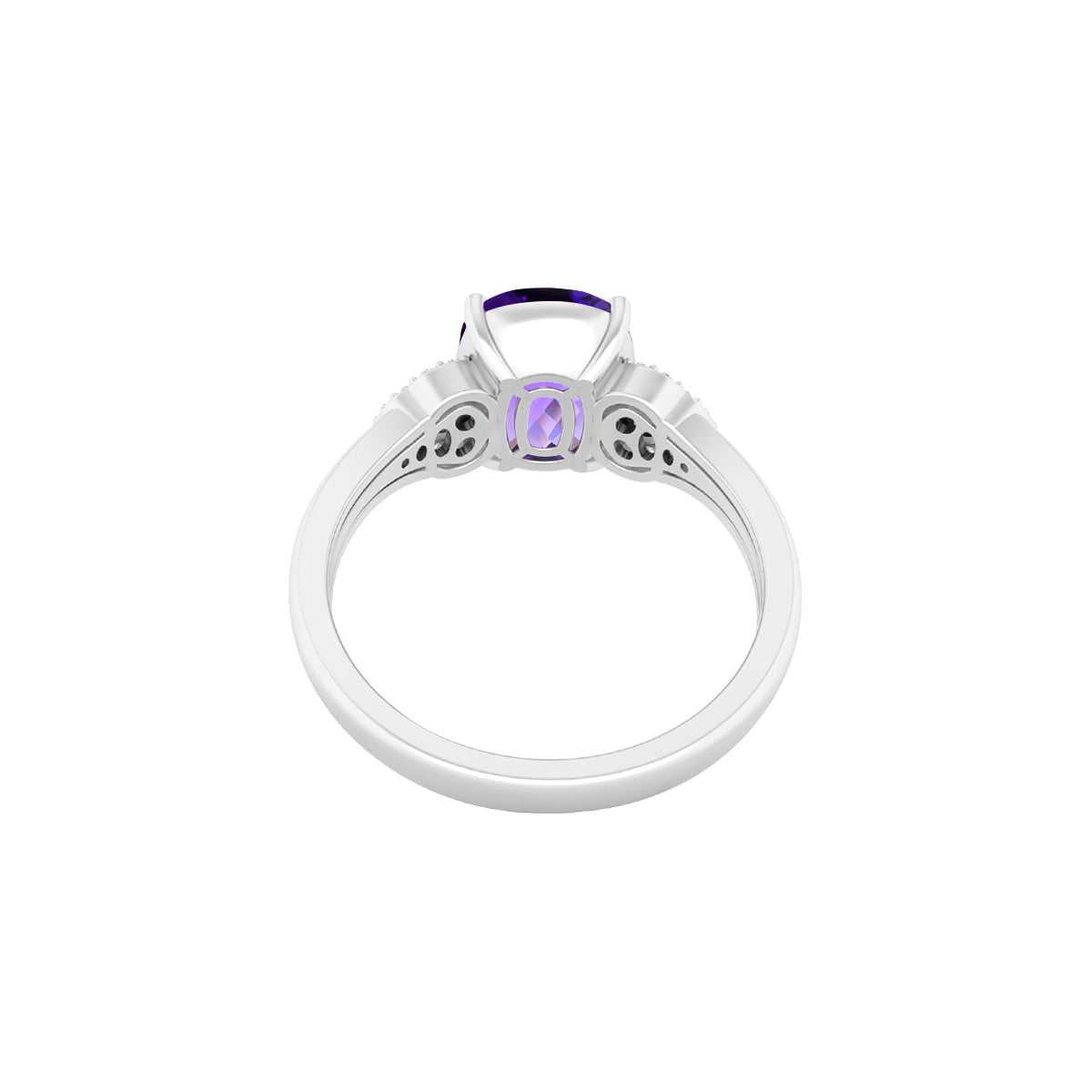 Amethyst Ring with White Diamond in 18Kt White Gold 2.81cts