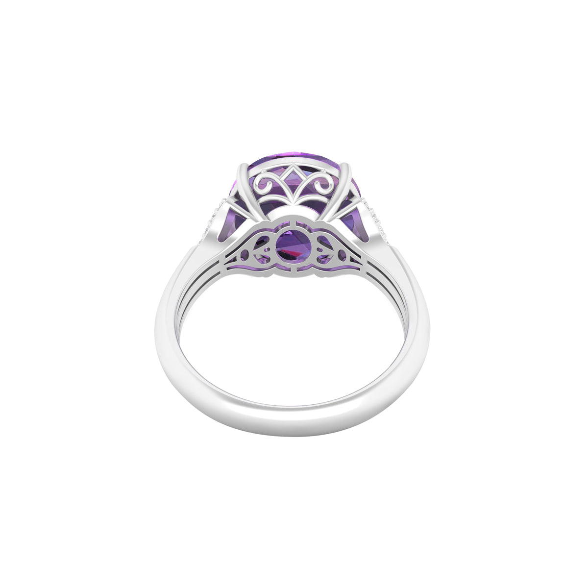 Pink Amethyst Ring with White Diamond in 18Kt White Gold 5.50cts