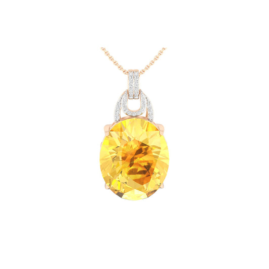 Citrine Pendant with White Diamond in 18Kt Gold 18.21cts