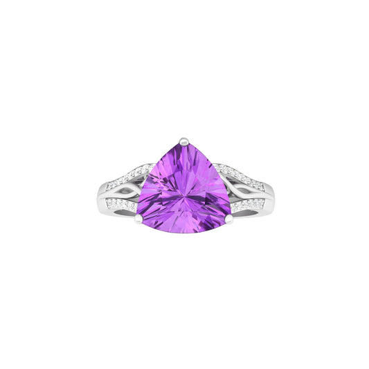 Amethyst Ring with White Diamond in 18Kt White Gold 3.07cts