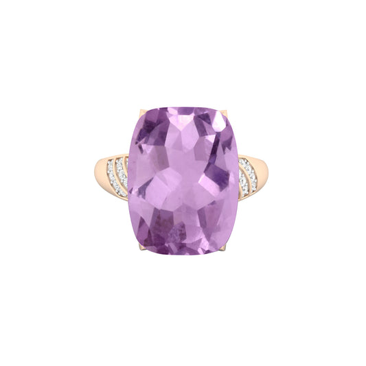 Amethyst Ring with White Diamond in 18Kt Gold 8.76cts