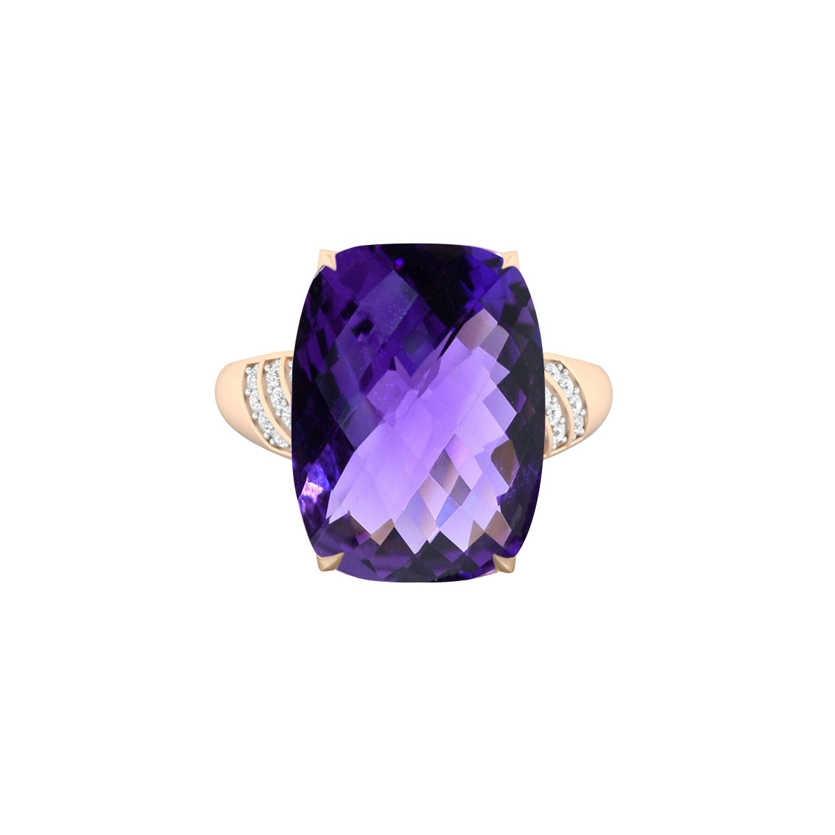 Amethyst Ring with White Diamond in 18Kt Gold 8.76cts