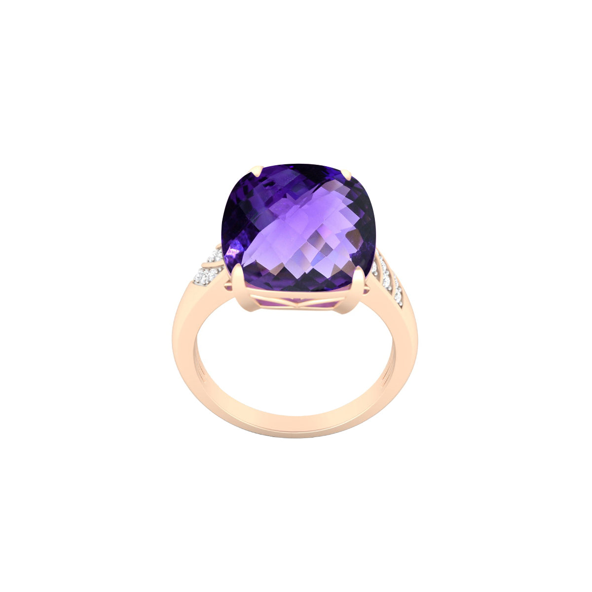 Amethyst Ring with White Diamond in 18Kt Gold 8.76cts