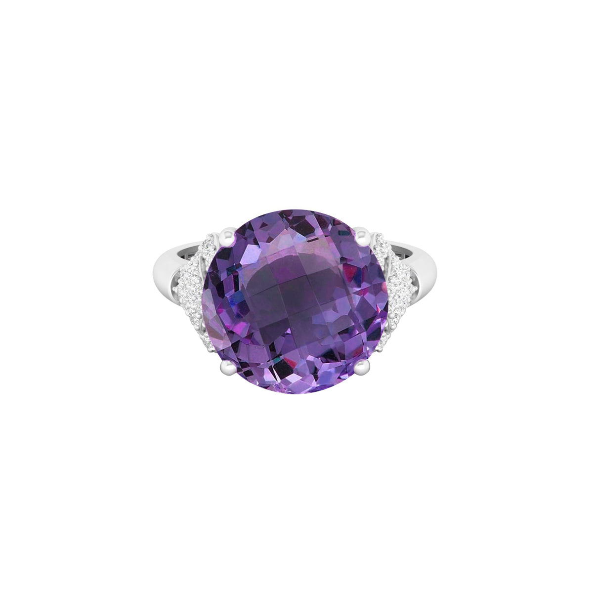 Pink Amethyst Ring with White Diamond in 18Kt White Gold 5.50cts
