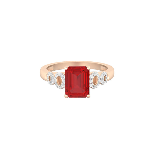 Red Apatite Ring with White Diamond in 18Kt Gold 1.91cts