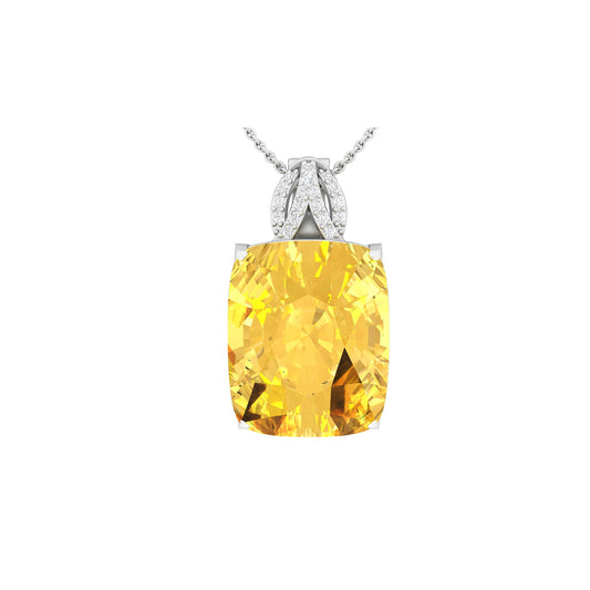 Citrine Pendant with White Diamond in 18Kt White Gold 20.23cts