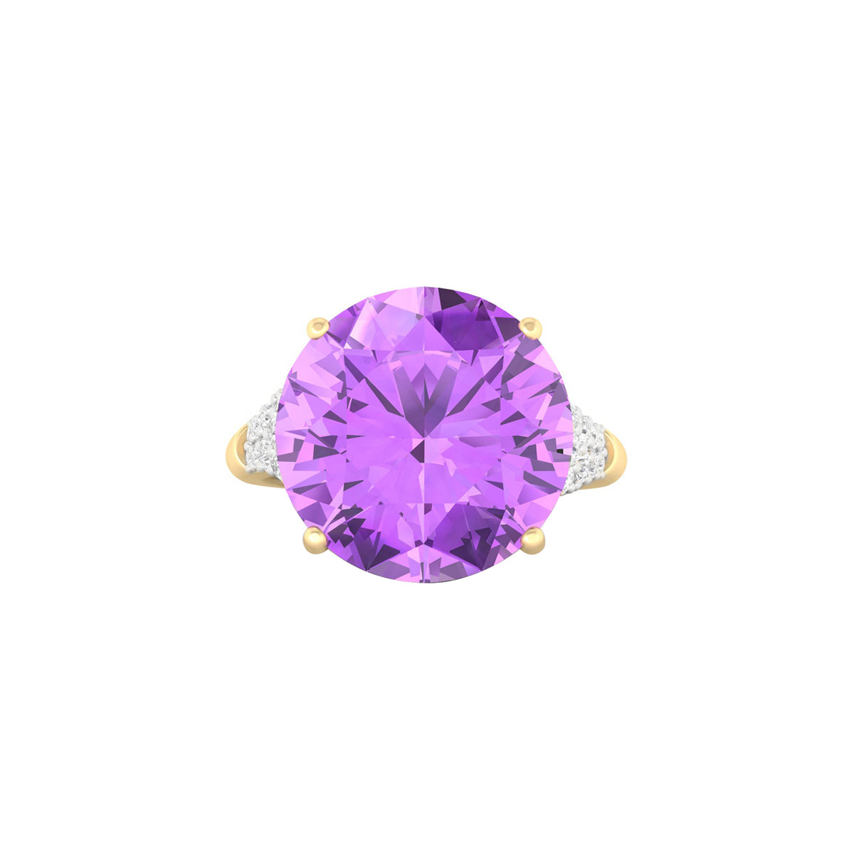 Pink Amethyst Ring with White Diamond in 18Kt Gold 5.44cts