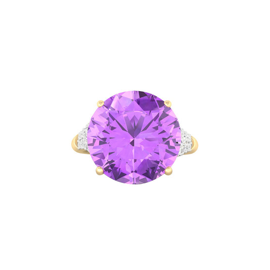 Pink Amethyst Ring with White Diamond in 18Kt Gold 5.44cts