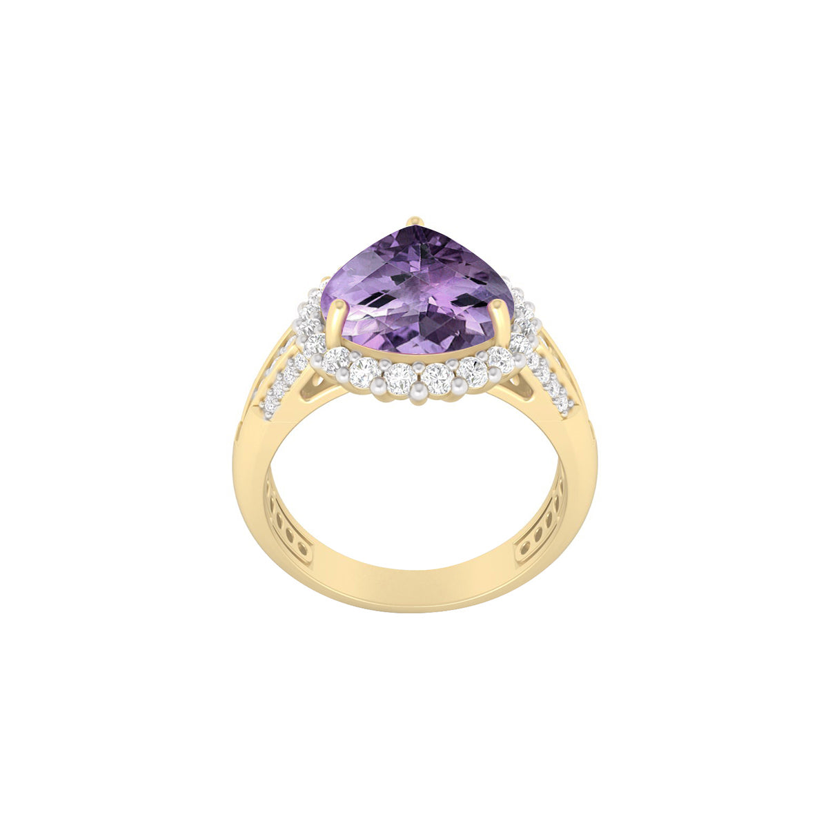 Pink Amethyst Ring with White Diamond in 18Kt Gold 4.19cts