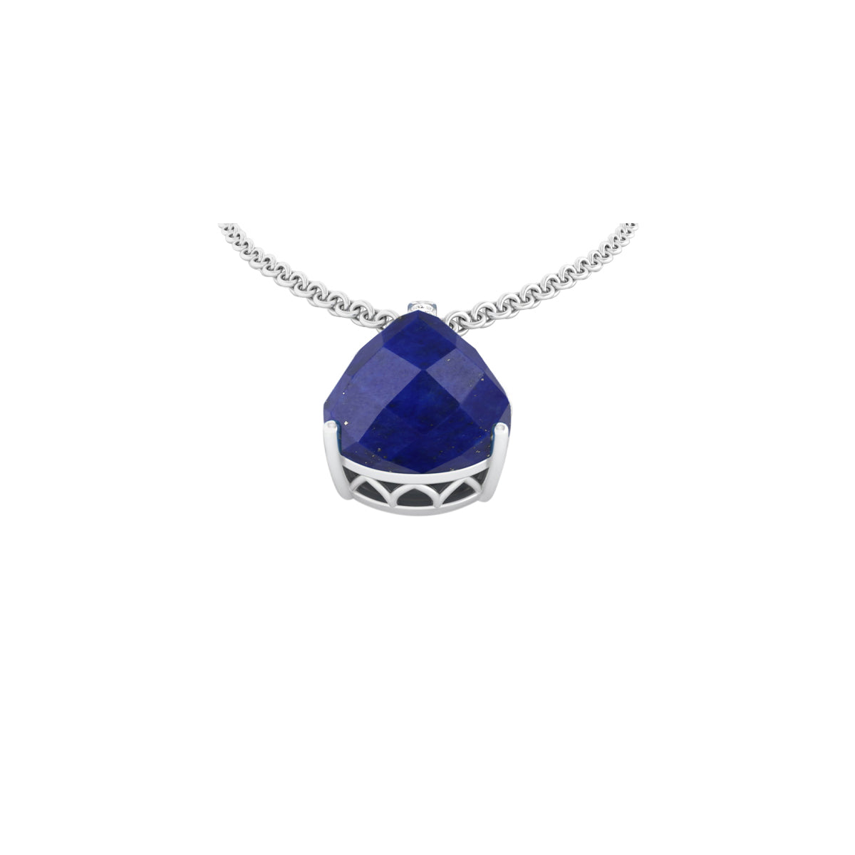 Lapis Pendant with White Diamond in 18Kt White Gold 9.86cts