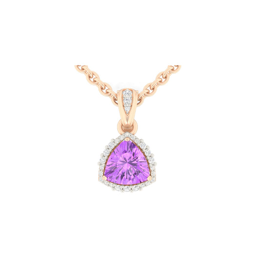 Amethyst Pendant with White Diamond in 18Kt Gold 1.69cts