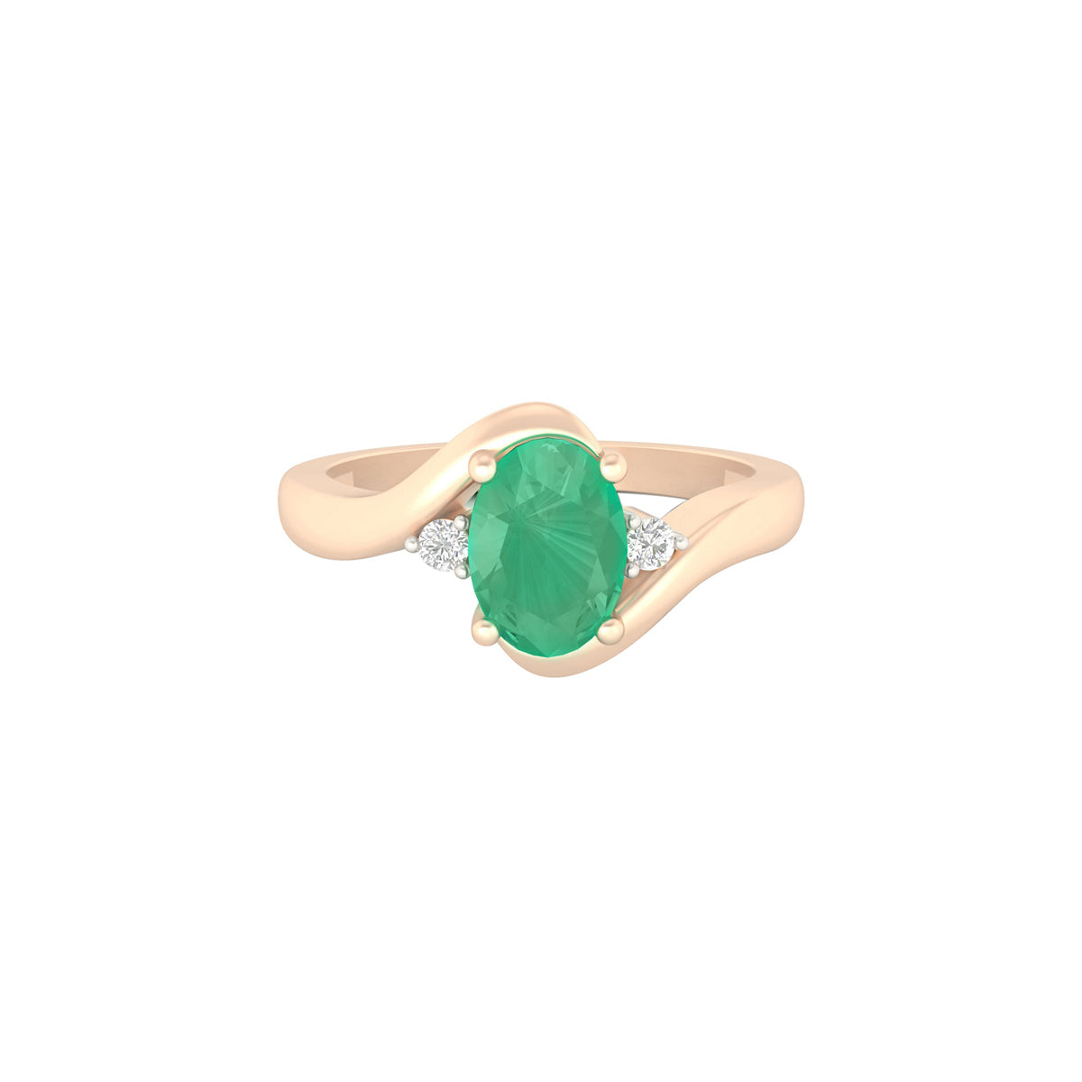Zambian Emerald Ring with White Diamond in 18Kt Gold 1.20cts
