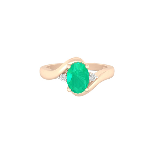 Zambian Emerald Ring with White Diamond in 18Kt Gold 1.20cts