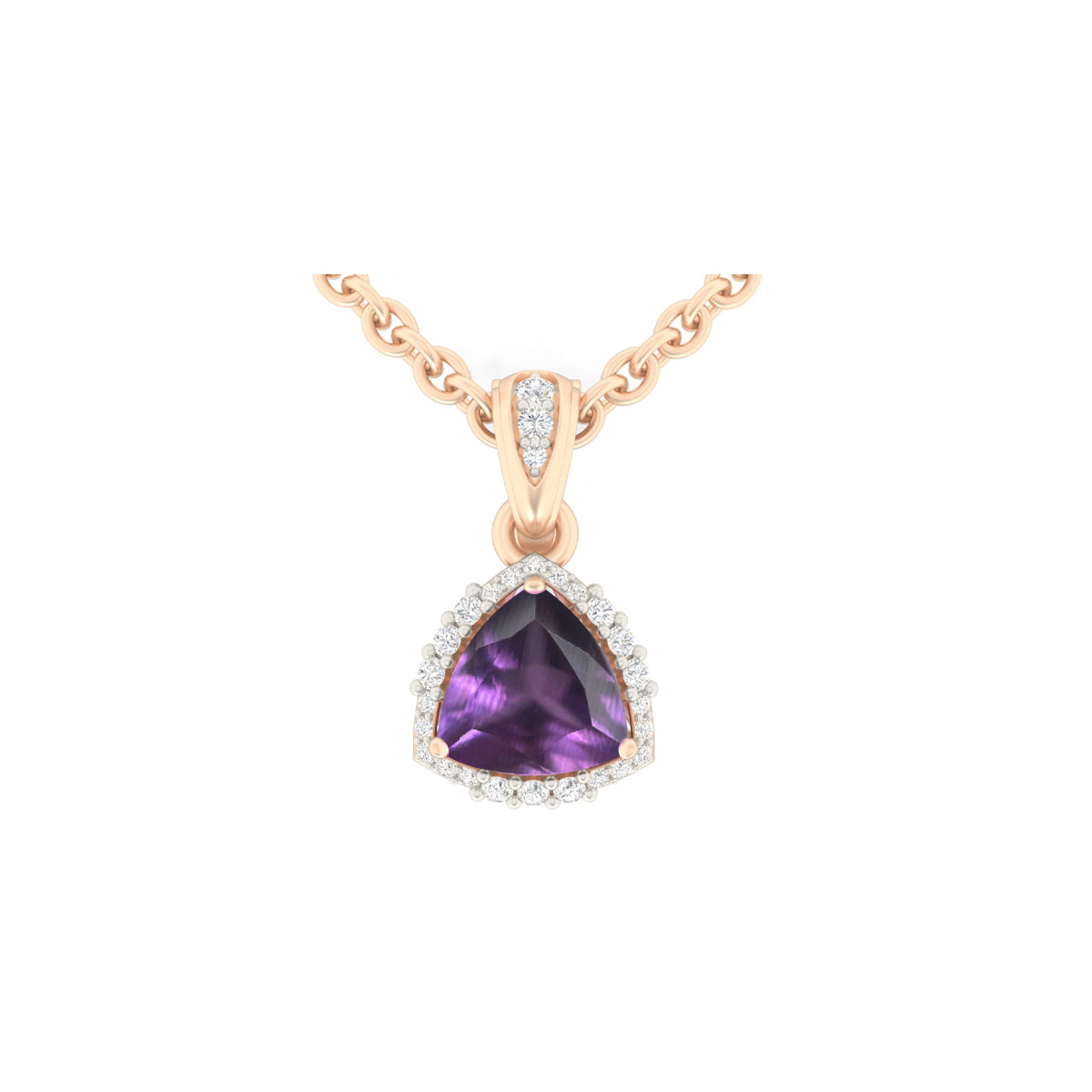 Amethyst Pendant with White Diamond in 18Kt Gold 4.94cts