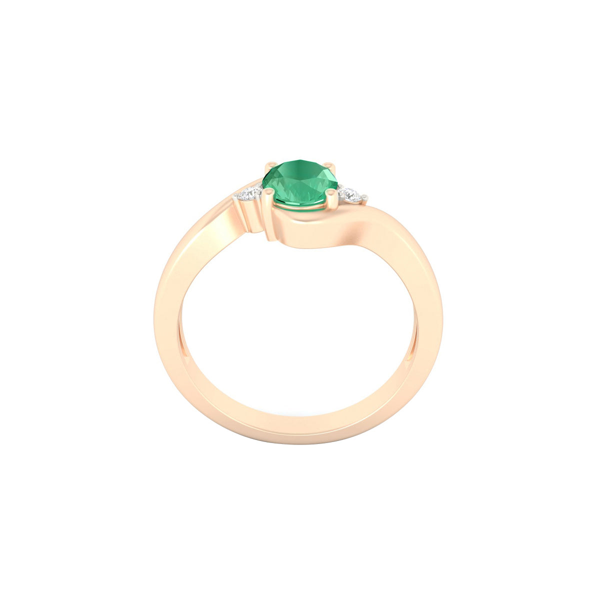 Zambian Emerald Ring with White Diamond in 18Kt Gold 1.20cts