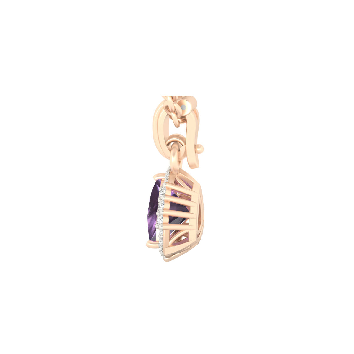 Amethyst Pendant with White Diamond in 18Kt Gold 4.94cts